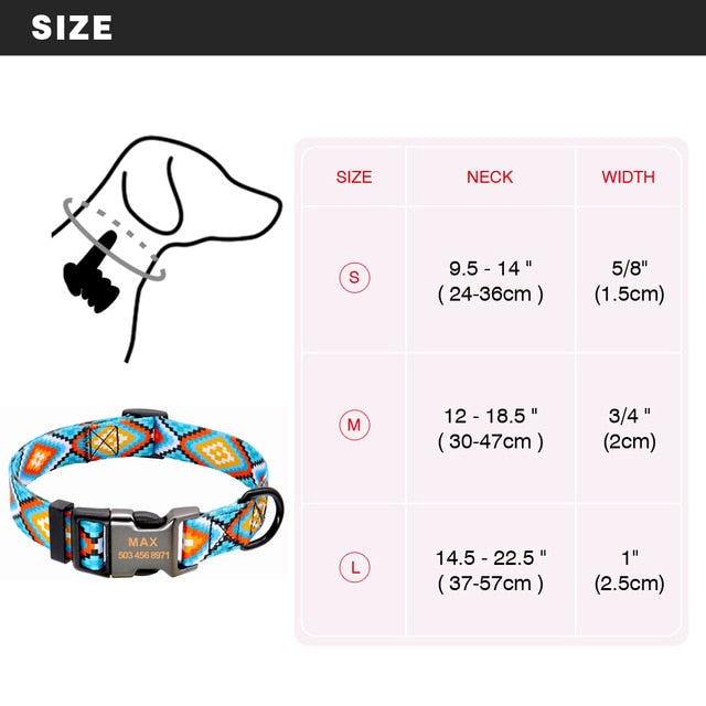 Fashion Dog Collar Nylon Personalized Name Dog Collars Engraved